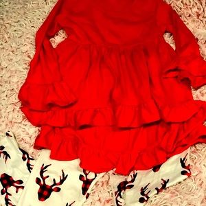 Girls Christmas outfit with pants and shirt